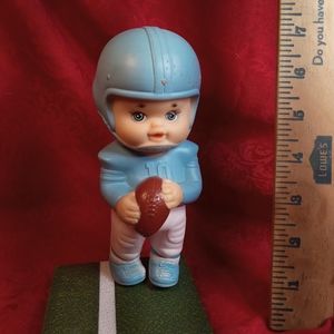 Vintage NFL FOOTBALL BOBBLEHEAD STYLE SQUEAKER WITH FIELD STAND IWAI INDUSTRIAL